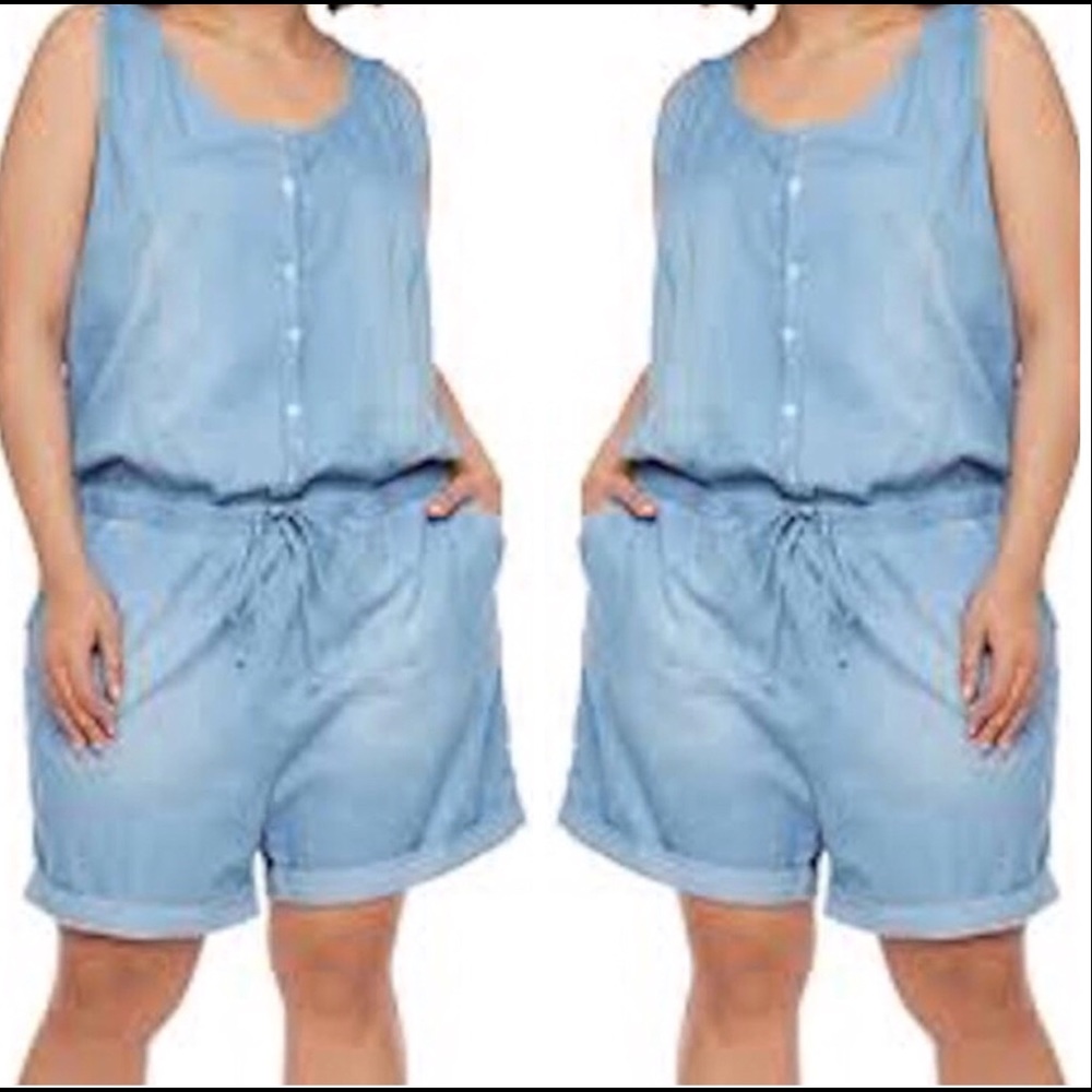 Plus Size Denim Romper